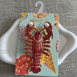 Lobster Double Sided Rhinestone Gold Tone Piper K Hair Claw Clip 🦞🦞🦞